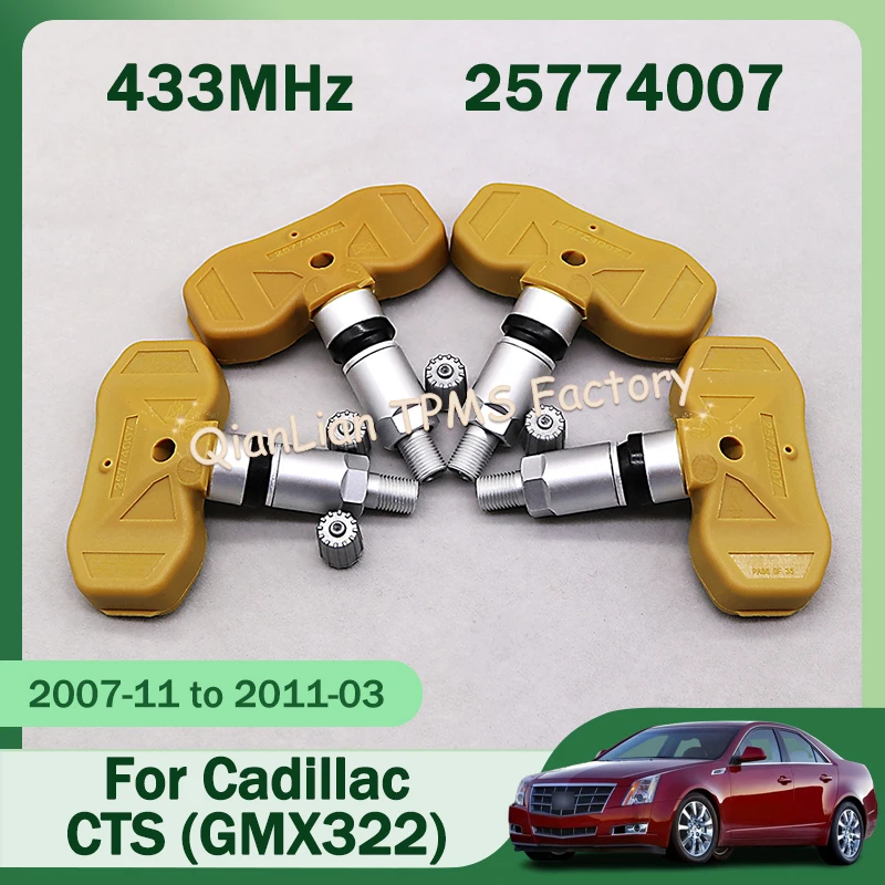 

1/4pcs Car Tire Sensor 25774007 For Cadillac CTS 2007 to 2011 TPMS Tire Pressure Monitor System 433MHz