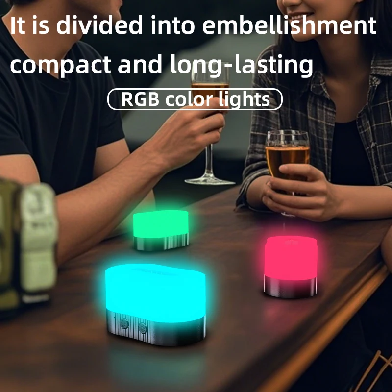Magnetyczna lampka biurkowa z ładowaniem, lampka nocna ze zmianą kolorów RGB, kreatywna przenośna lampka stołowa do użytku na zewnątrz, na kemping, do sypialni, domu.