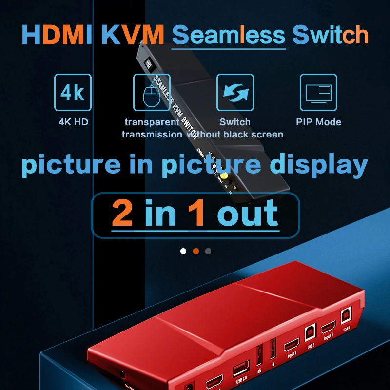 Hdmi 2X1 Pip Multiviewer Auto Usb 2.0 Kvm ระยะไกล4K30Hz Switcher 2แล็ปท็อปหุ้น1 Monitor สำหรับคีย์บอร์ดเมาส์เครื่องพิมพ์