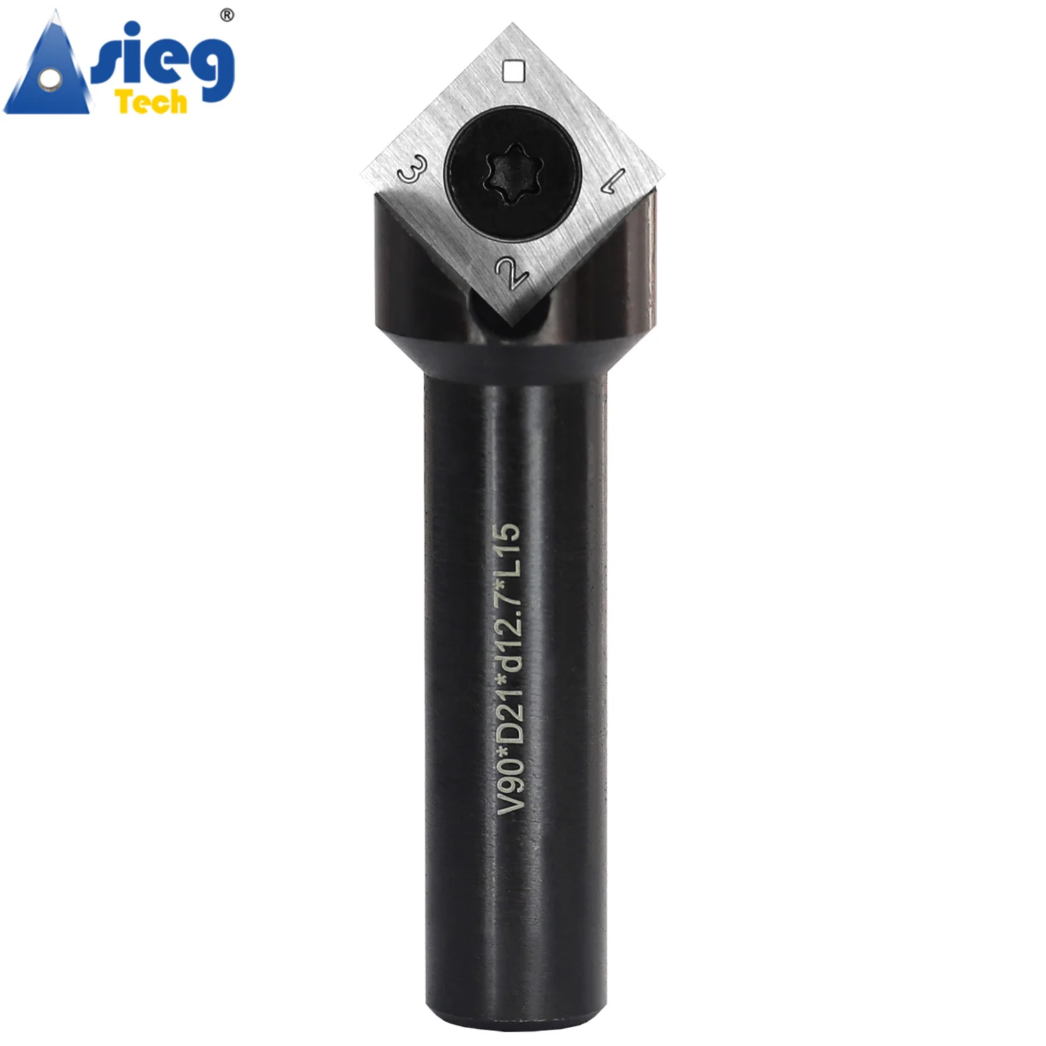 V Groove Router Bit Milling Cutter 12.7mm Shank 90 Degree Replaceable Carbide Insert Cutters 15mm Cut Length for CNC