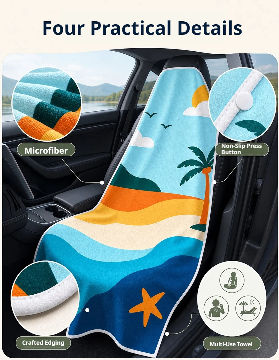 BLALION 160X80CM Autositzkissen Schweißtuch Waschbar Rutschfester Autositzbezug Strandtuch Matte für Auto Fitnessstudio Workout Laufen – Detail 2