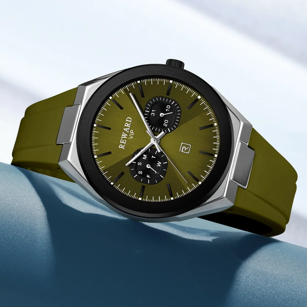 REWARD 932106M Men Silicone Watch Original Brand Waterproof Luminous Hands Waterproof Luxury Men's Reloj Hombre Quartz Watch
