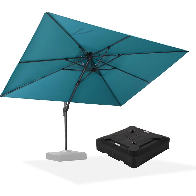 

PURPLE LEAF 9' X 12' Patio Umbrella with Base Outdoor Rectangle Umbrella Large Cantilever Umbrella Heavy Duty Outdoor Market