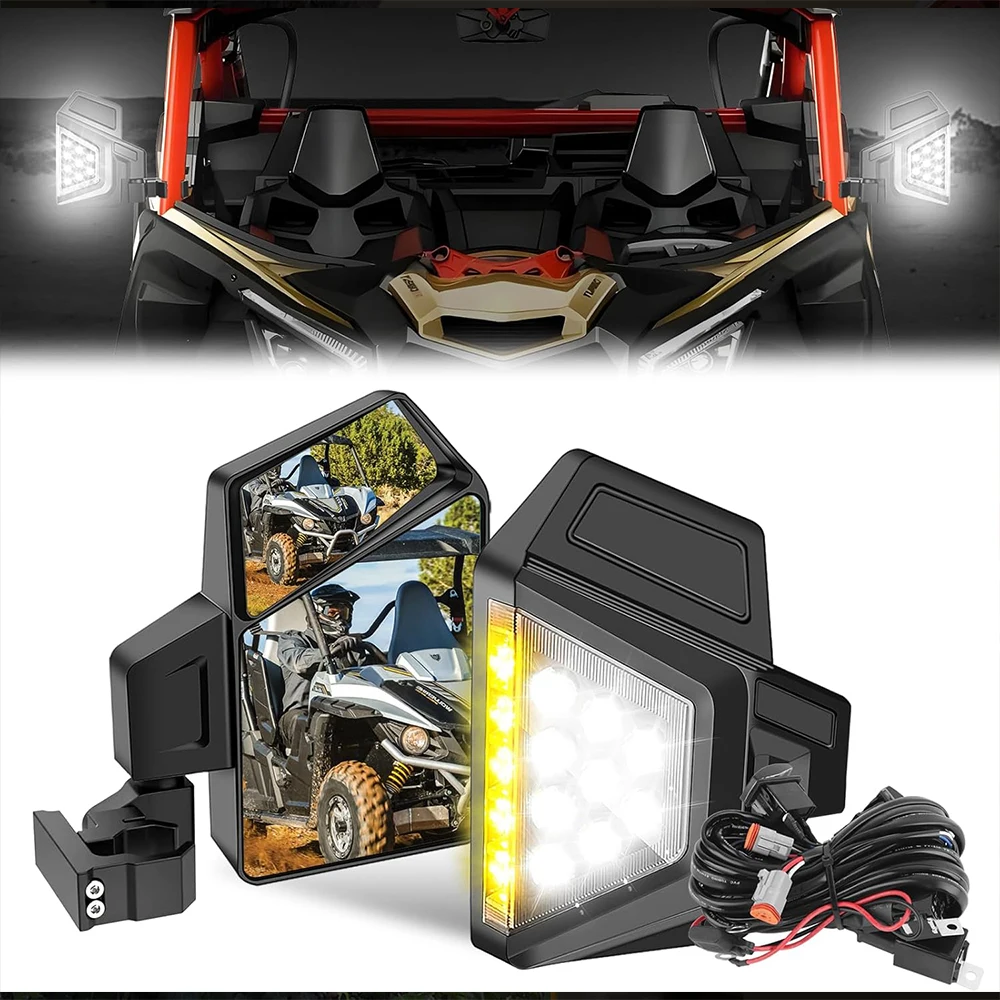 

Offroad UTV Side Mirrors with Secure Clamp Fitment for 175 Inch Roll Bars Anti Vibration Design Included
