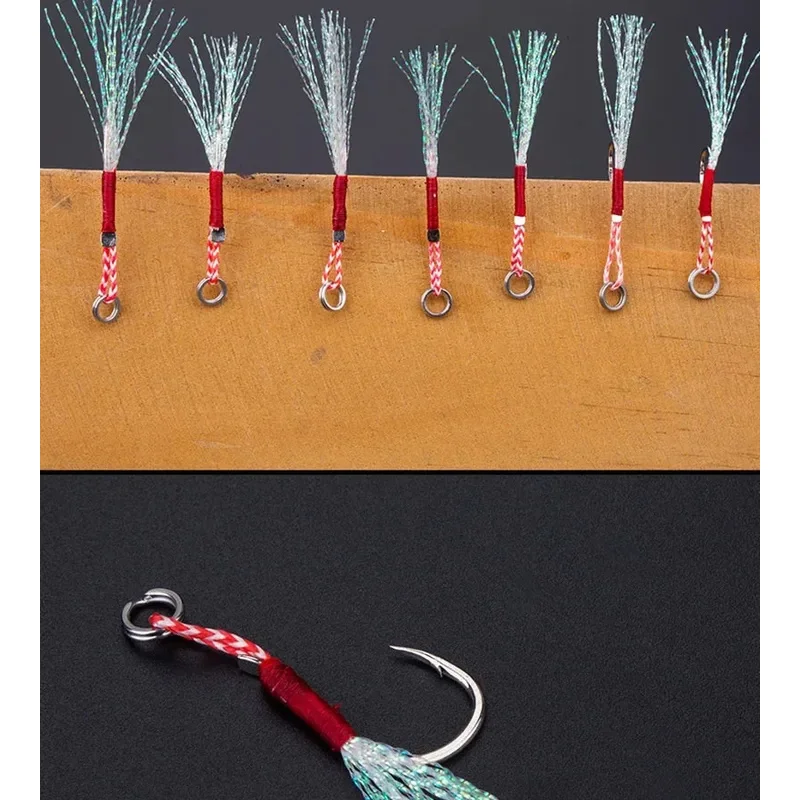 30/60 قطعة القفز البطيء الصيد يلقي الرقص مساعدة هوك الشائكة واحدة تهزهز السنانير موضوع ريشة Pesca عالية الكربون الصلب الصيد إغراء #3
