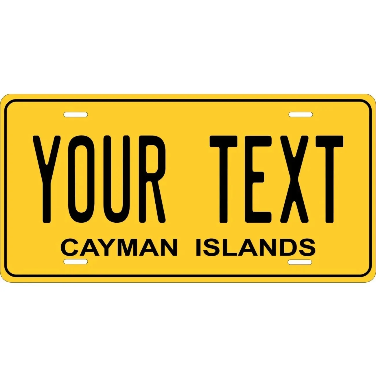 Etiqueta decorativa amarilla de las Islas Caimán, decoración personalizada para el hogar, resistente al polvo y al agua (solo decoración)