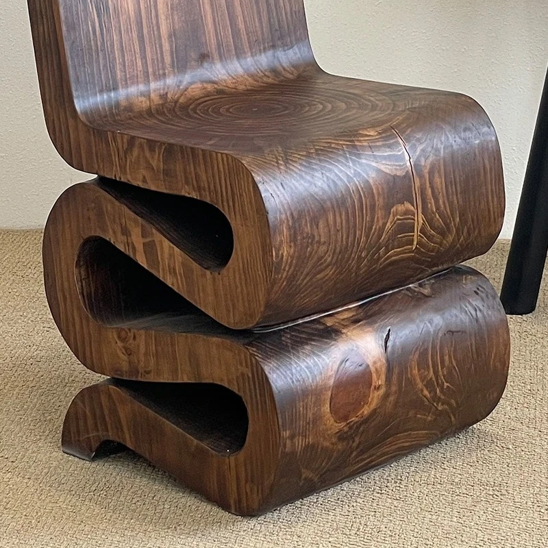 Special-shaped ornament decorative chair, solid wood creative S-shaped back chair