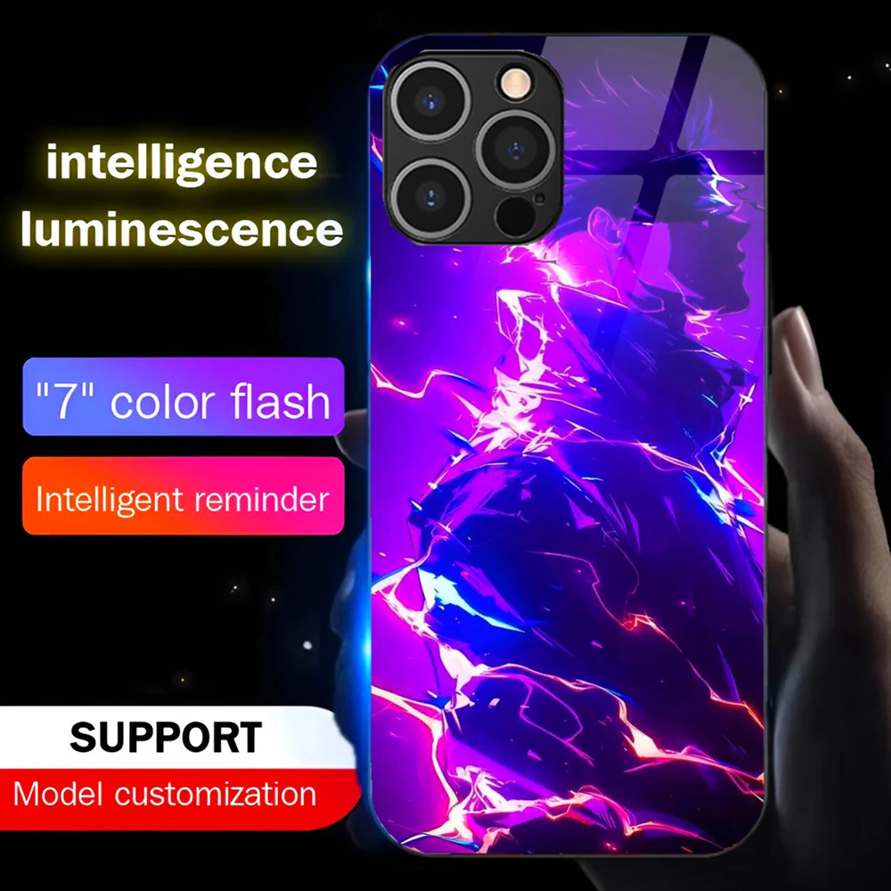 

Лидер продаж, чехол для телефона с изображением аниме, мультяшного светящегося стекла со светодиодной подсветкой и вспышкой для Samsung S25 S24 S23 S22 S21 S20 FE Plus Ultra