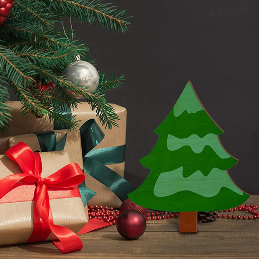 

6pcs Wooden Christmas Tree Cutouts Natural Blank Wood Slices For Diy Holiday Decor Xmas Party Supplies Handicraft Tools