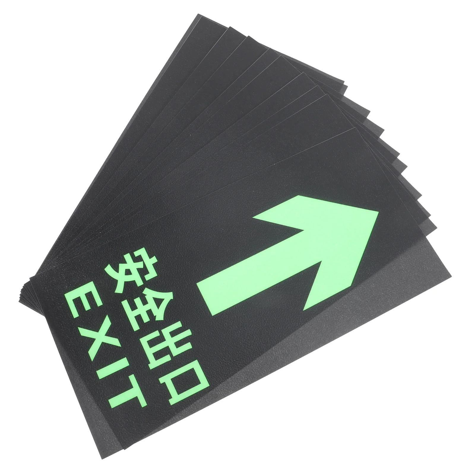 10Pcs Night Glow Safety Signs Luminous Decals for Malls Offices Public Buildings Way Indicators