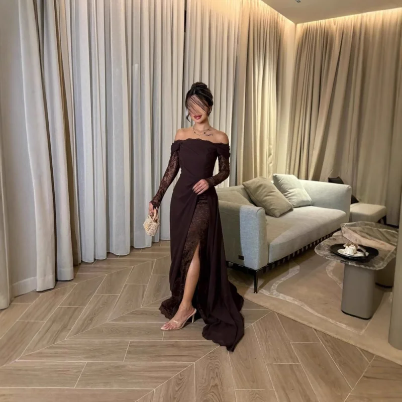 

2025 Spring/Summer New European and American strapless patchwork lace long sleeved dress with bold and retro style