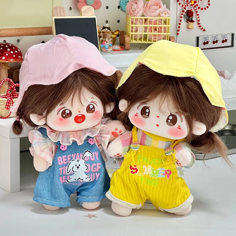 

For 20cm cotton doll clothing pink yellow overalls cute striped shirt cartoon strawberry bear shoes doll clothing accessories