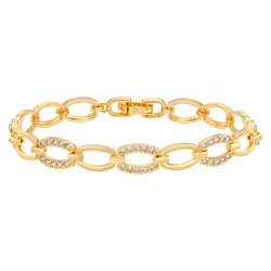 Pave Cubic Zirconia Chain Bracelet for Women, Simple Gold Plated Dainty Jewelry Gift