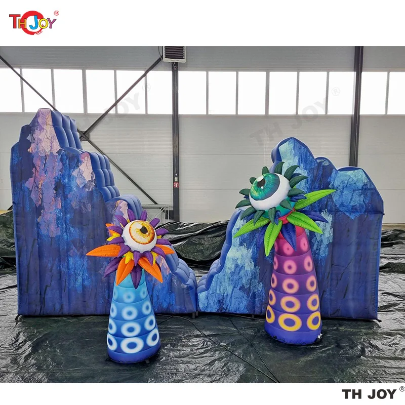 6m wide Inflatable Rock Mountain Stone Hills With Sun and Rocket