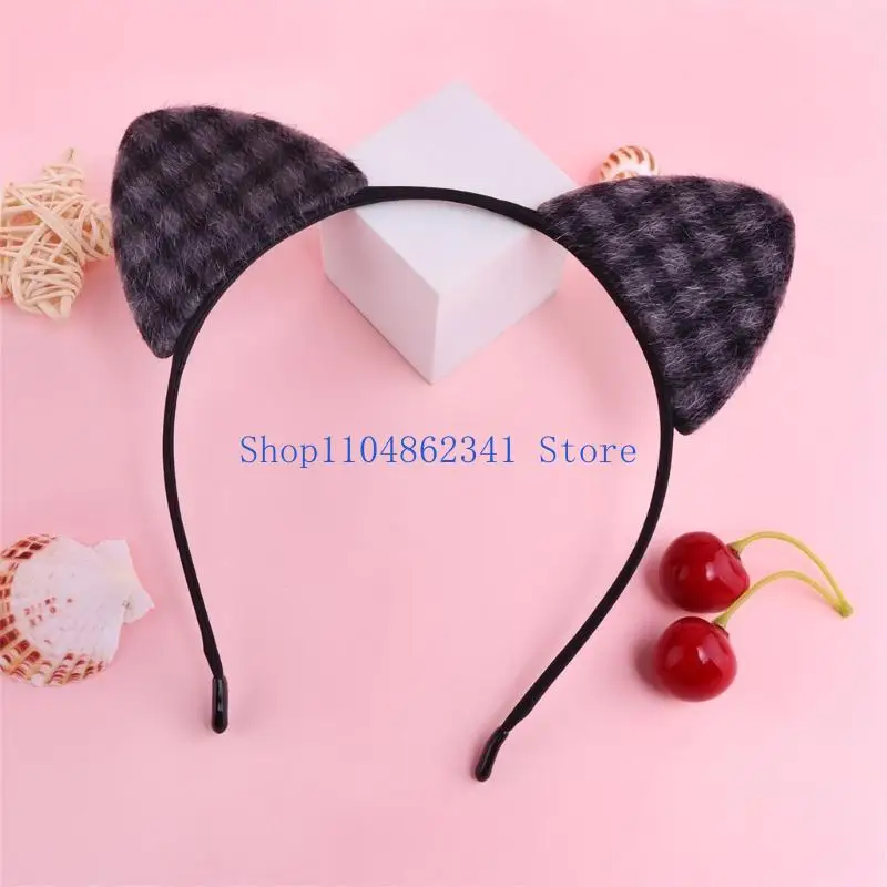 5ASD Leopard Pattern Cats عقال الأذن Cosplay Costume Hairhoop Masquerades headwear for Women and Girl Face Washing Bandband
