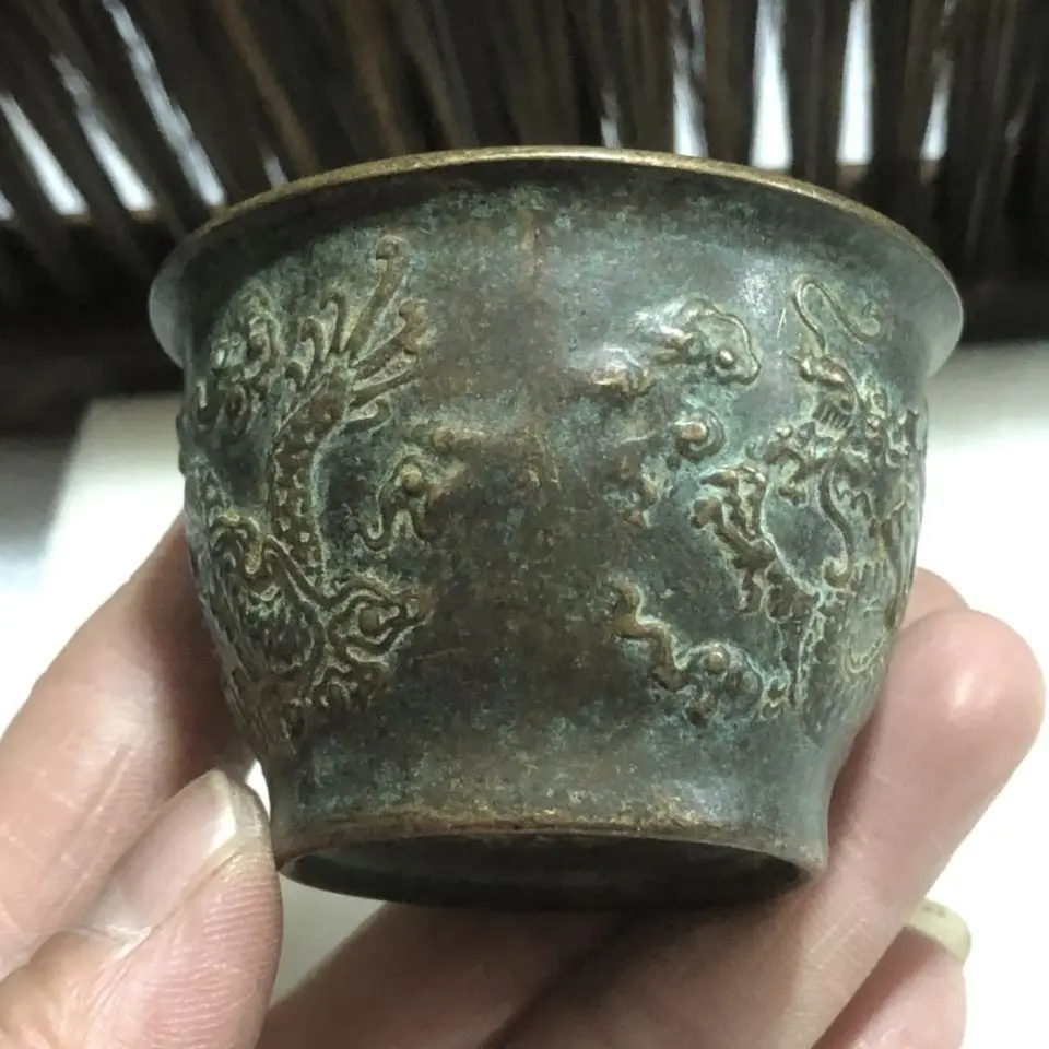 Bowl,  Ware, Legacy Old Baojiang, Qianlong Imperial Double Dragon Pattern Dynasty Pure Copper Bronze, Old Wenqi