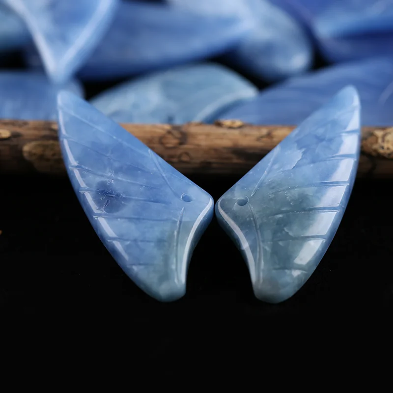 B&F Earrings Bead Blue Onyx- Wing Earrings Natural Stone jewelry accessories Handmade Jewerly