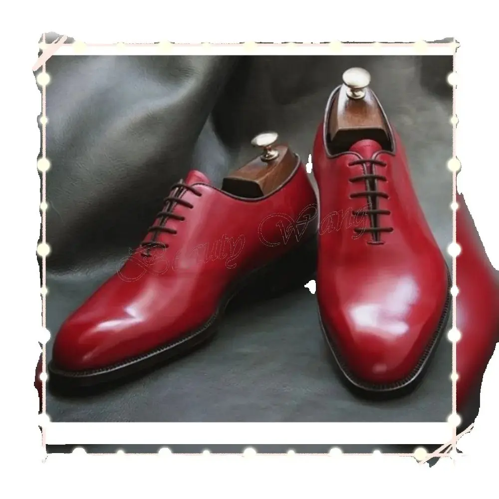 

Red Matte Leather Men Shoes Black Strap Pumps Lace up Men's Dress Shoes Gentlemen Slip on Party Shoes Big Size 47 Sprig Autumn