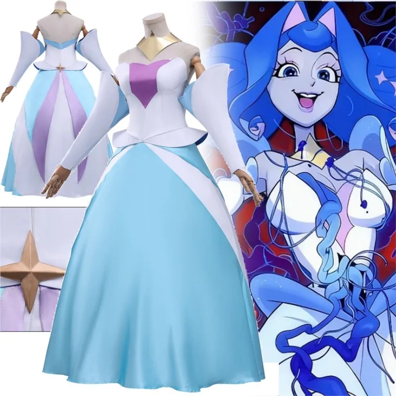 Guinevere الأميرة فرسان Guinevere أنيمي تأثيري الملابس الأزرق الأرجواني فستان أبيض امرأة فتاة يتوهم هالوين كرنفال الزي
