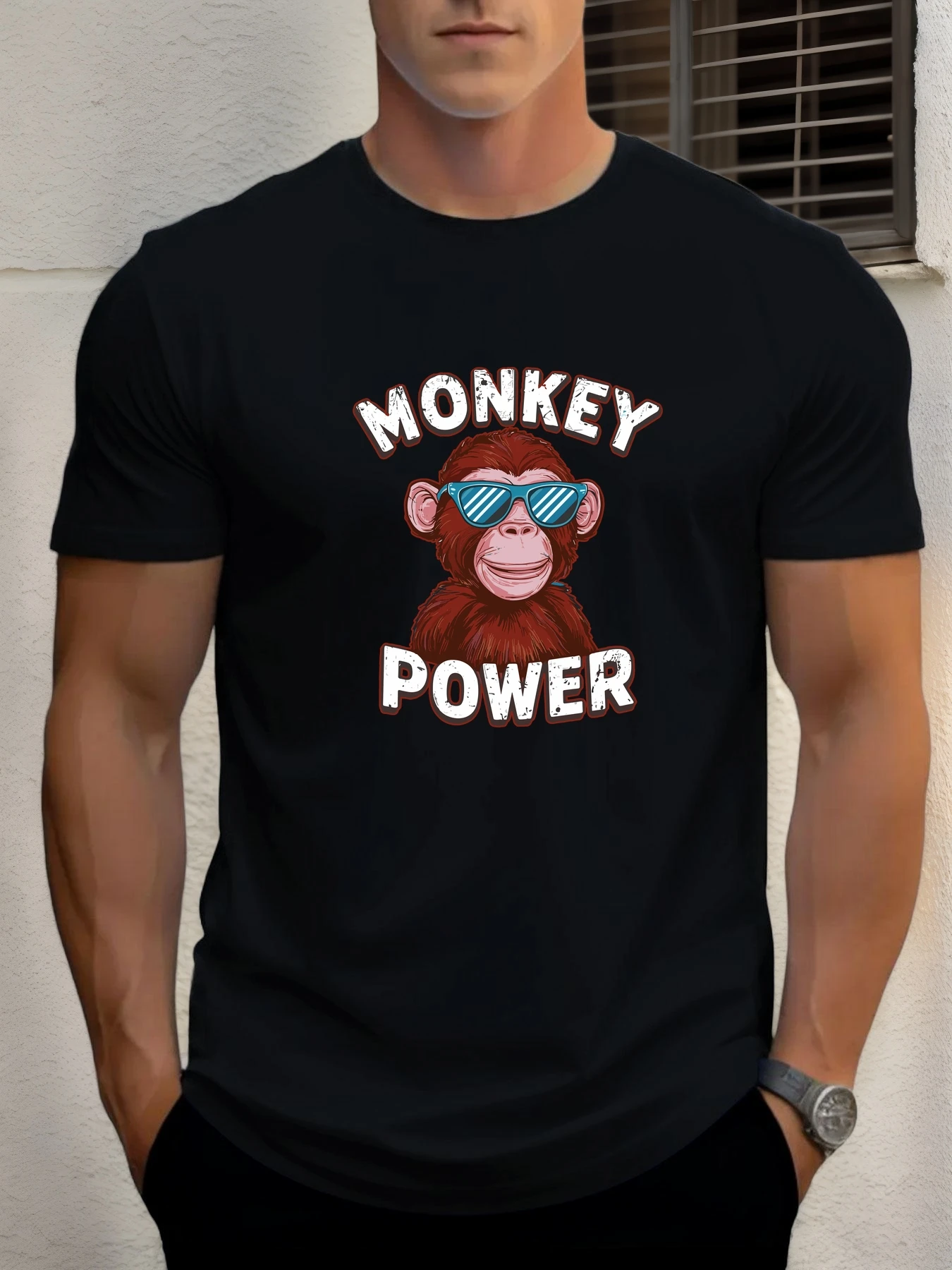 

T Shirt For Men Monkey 100% Cotton Graphic Printing Summer Round Neck T-Shirt Casual Breathable Street Style Daily Top