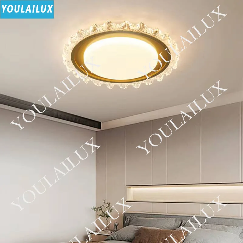 Modern Light Luxury LED Ceiling Lamp Bedroom Living Room Crystal Pleated Ceiling Lamp Simple Study Room Lighting Decorative Lamp