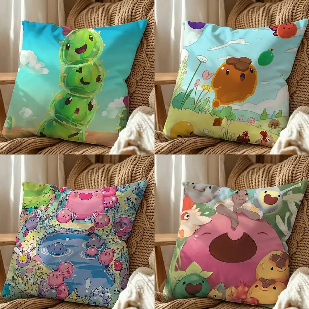 cute Naughty Slime Rancher Square Double-Sided Printed Pillow Case Sofa Cushion Cover Bedroom Bedside Decor