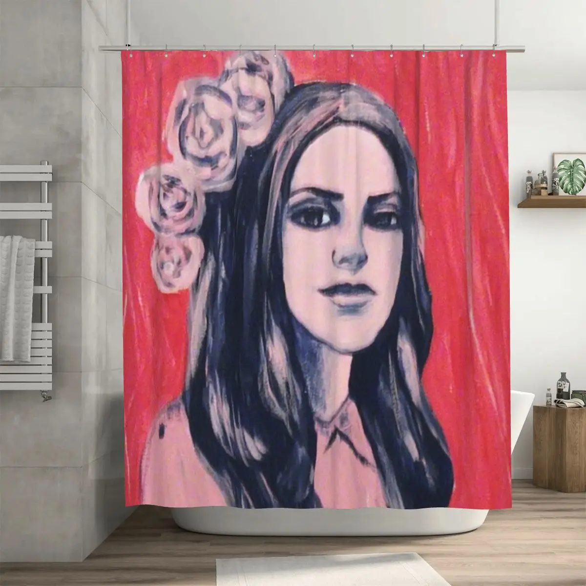 Lana By Aurora Art Shower Curtain Bathroom Polyester Waterproof Bath Curtains with Hooks