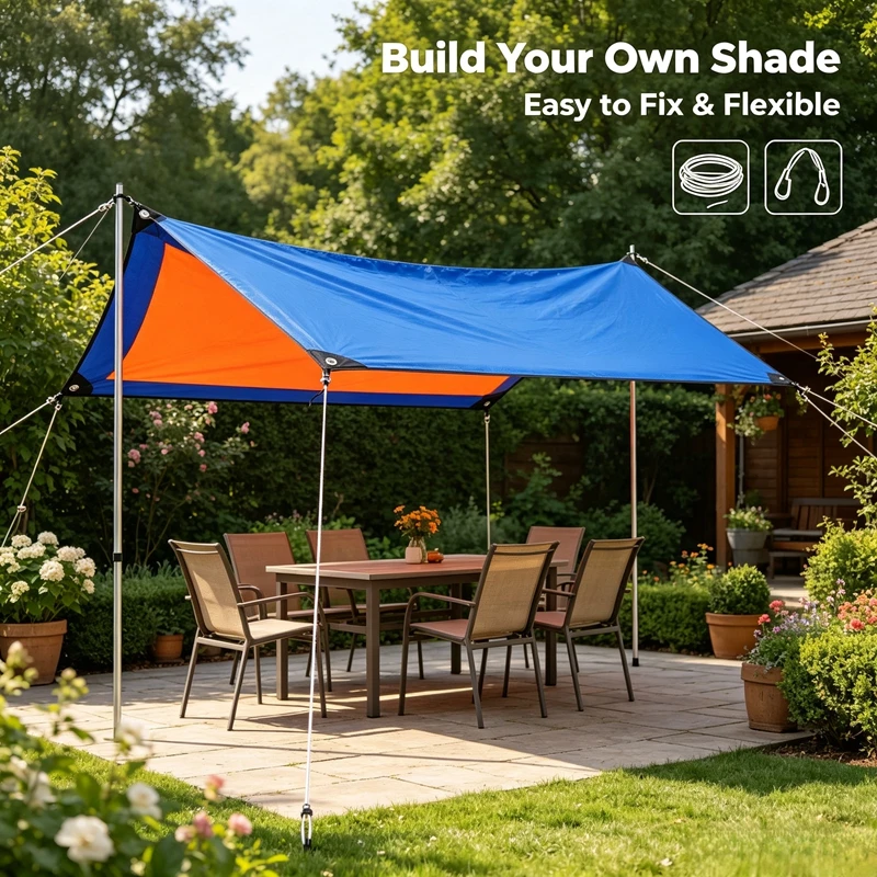 Heavy Duty Three-layer Polyethylene Tarpaulin Blue Orange Dual Color, Tear Resistant Outdoor Multi-purpose Protective Tarp
