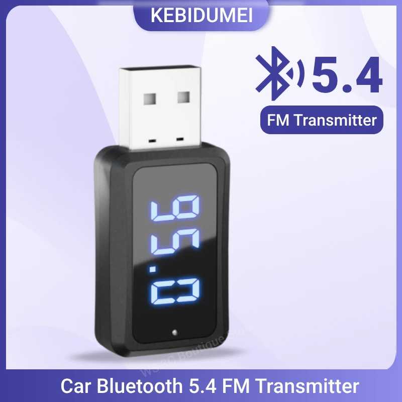 

Bluetooth 5.4 Transmitter Receiver USB Wireless Audio Adapter With MIC Hands-Free Call Music For Car FM Radio USB Power Car Kit