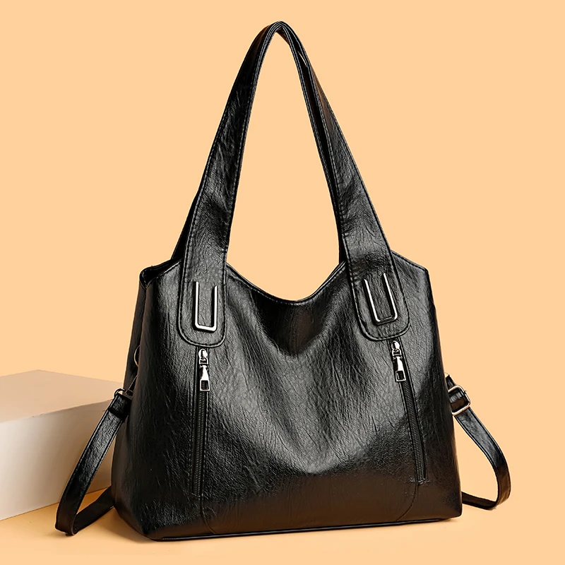 

Large Capacity Solid Color Fashion Women Handbag Soft Leather Tote Bag Casual Big Crossbody Bag for Women Shoulder Messenger Bag