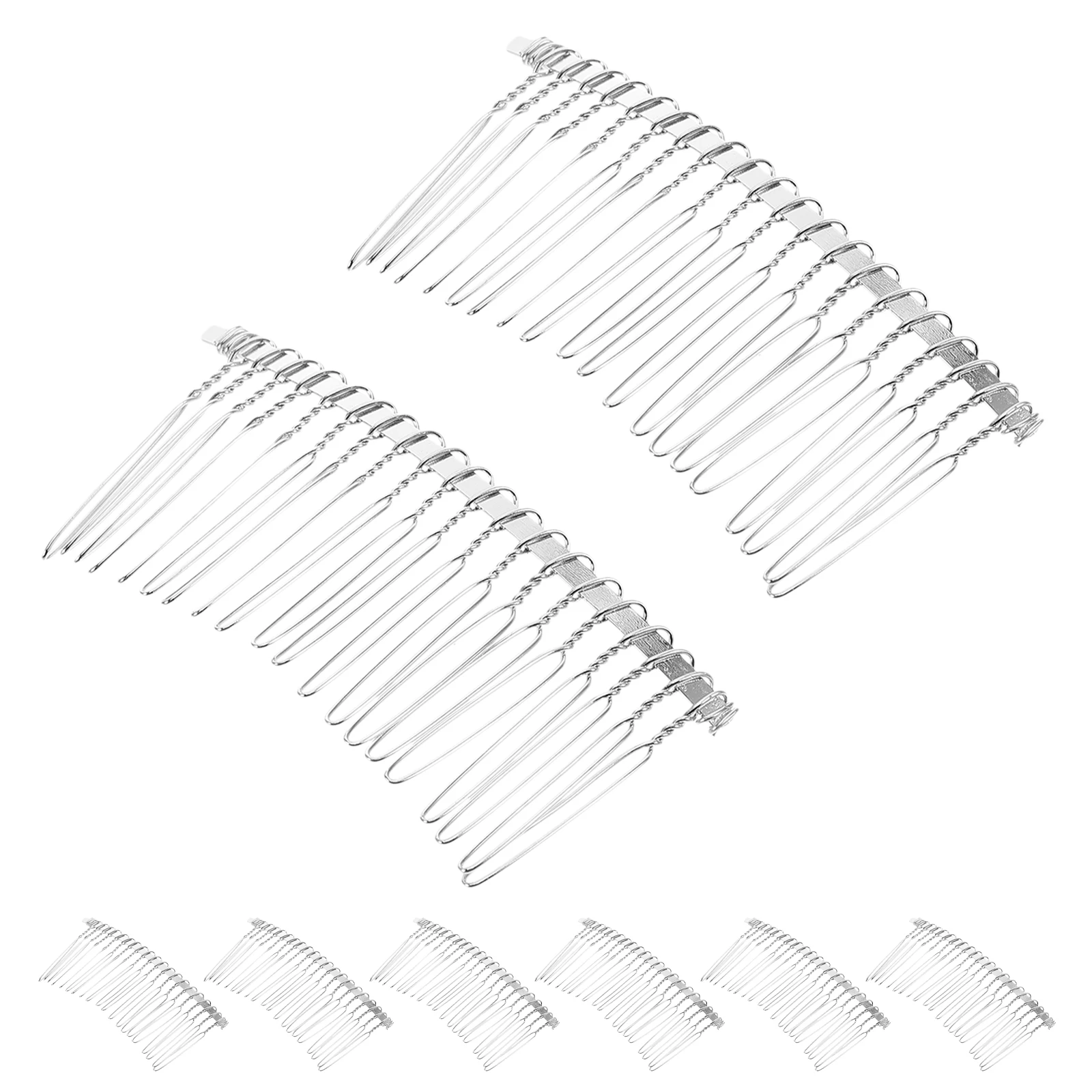 

8pcs Vintage Combs Metal Wire Twist French Side Comb Wedding Hair Clips Pins For Women Bridal Veil Fine Styling 20-Tooth Insert