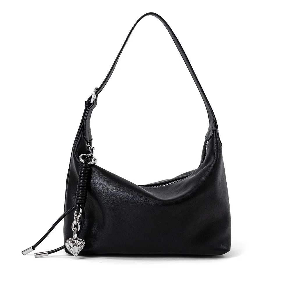 

split leather women's underarm bag 2025 new niche design vintage simple crossbody bag cowhide fashion handbag shoulder bag