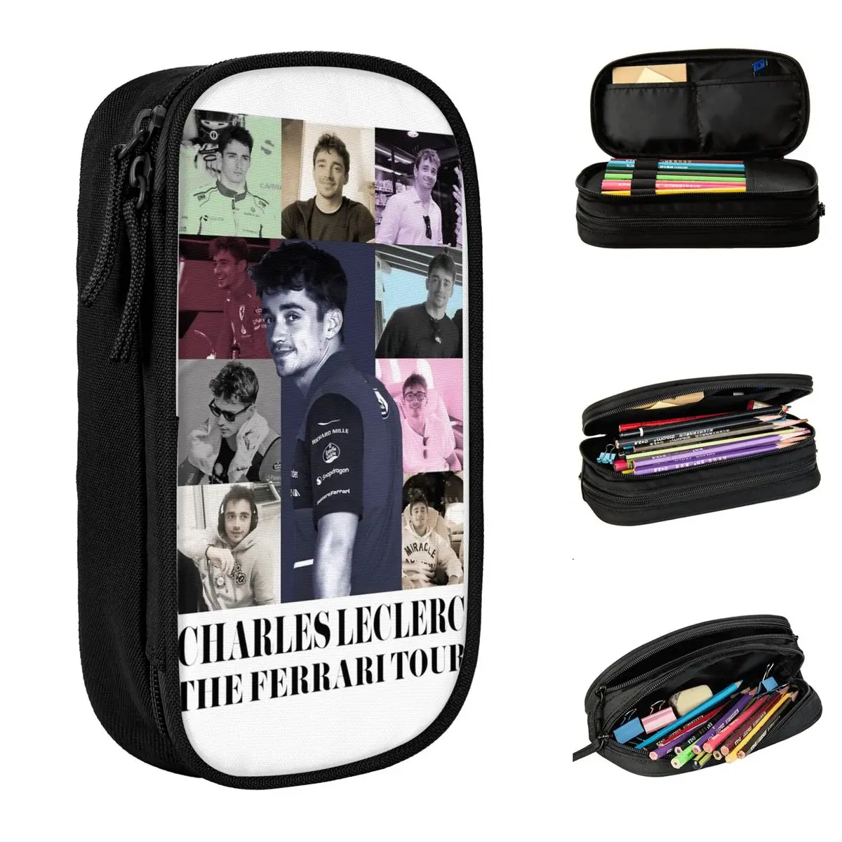 Charles Leclerc Eras Tour Pencil Cases Creative Pen Box Bag Girls Boys Big Capacity Students School Gifts Pencil Pouch