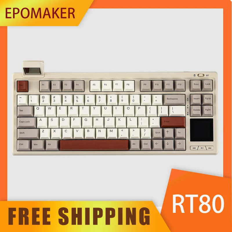 EPOMAKER RT80 75% Tri-mode Wired/Wireless Hot-swap Mechanical Keyboard with Touch Screen and Mini Display NKRO for Office Game