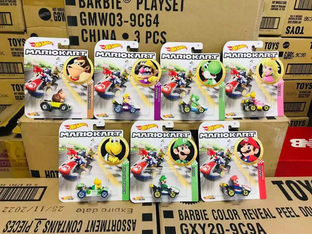 Original nuevo Hot Wheels GBG25 Super Mario Bros. película Mariokart coche 1/64 modelo de coche de fundición a presión juguetes regalos sorpresa para niños