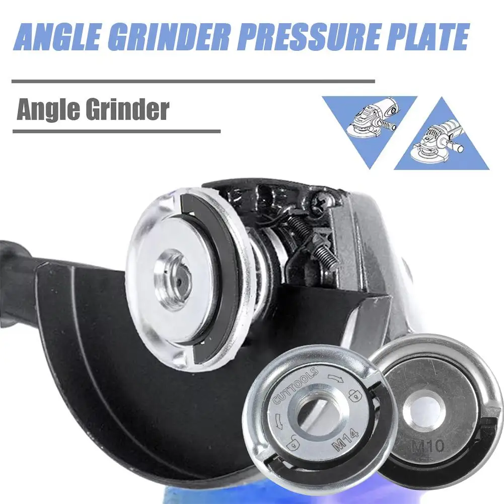 Universal Self-Locking Pressionando Placa Grinder, Quick Release Flange, Power Angle Tools, M14 Nut, M1Thread Pressão Placa Grinder