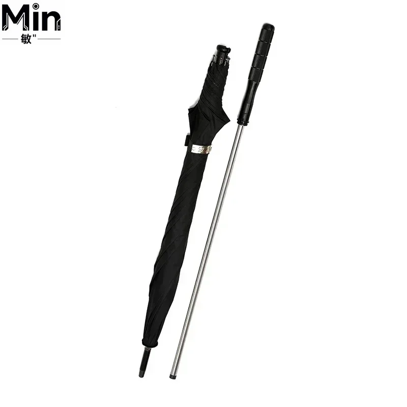 2-in-1 Self-Defense Walking Cane Stick Windproof UV Protection Umbrella for Hiking Outdoor Rainy Days - view 2