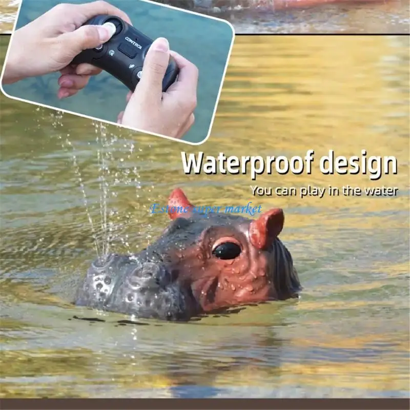 Jouet hippopotame télécommandé 090B, jouet étanche pour piscine natation, Animal