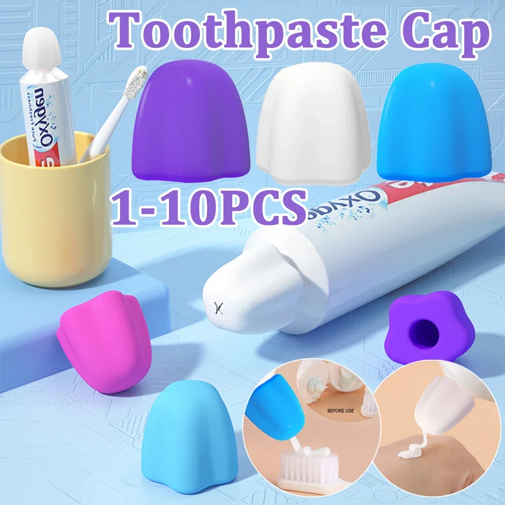 1-10PCS Toothpaste Pump Dispenser-Self Closing Silicone Toothpaste Cap for Bathroom Toothpaste Saver Home Oral Cleaning Gadged