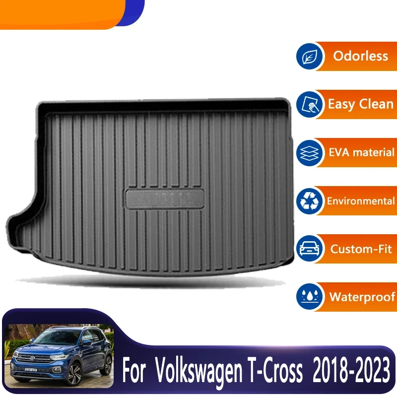 Car Trunk Mat For Volkswagen VW T Cross Taigun 2018~2023 Car Rear Trunk Mats Floor Tray Boot Liner Protective Pads Accessories