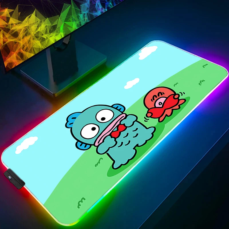 لوحة ماوس RGB Hangyodon أكبر حافة Kawaii بيضاء خلفية سرعة الكمبيوتر لوحة المفاتيح LED حصيرة مكتبية ملحقات الألعاب لوحة الماوس #4