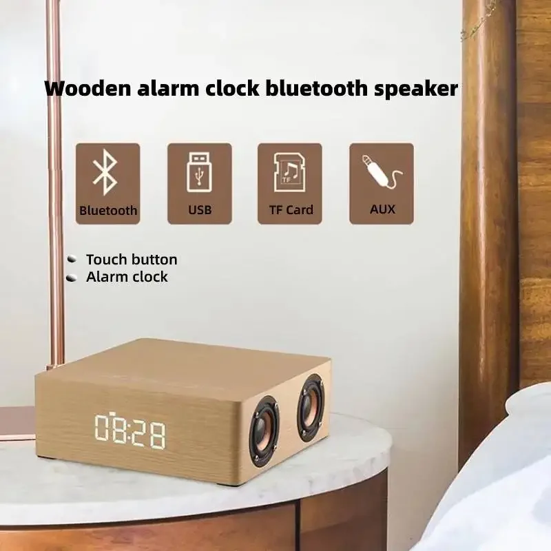 20W 나무로 되는 Bluetooth 스피커 무선 위탁 접촉 통제 시계 전시 4개 단위 건강한