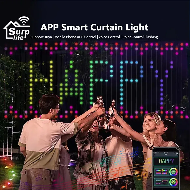 rgbic-カーテンライトストリング-usb-プラグリモコン-led-カーテンライトアプリ-bluetooth-制御ストリングライト部屋の装飾用