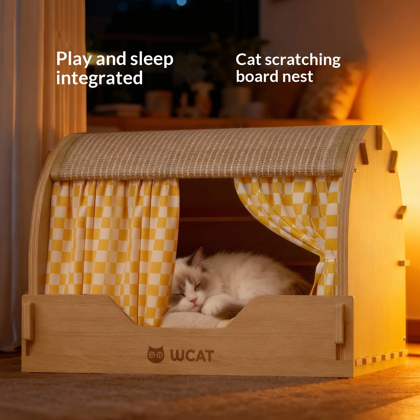 Rascador casa con almohadilla de sisal y cama para gatos - imagen 2