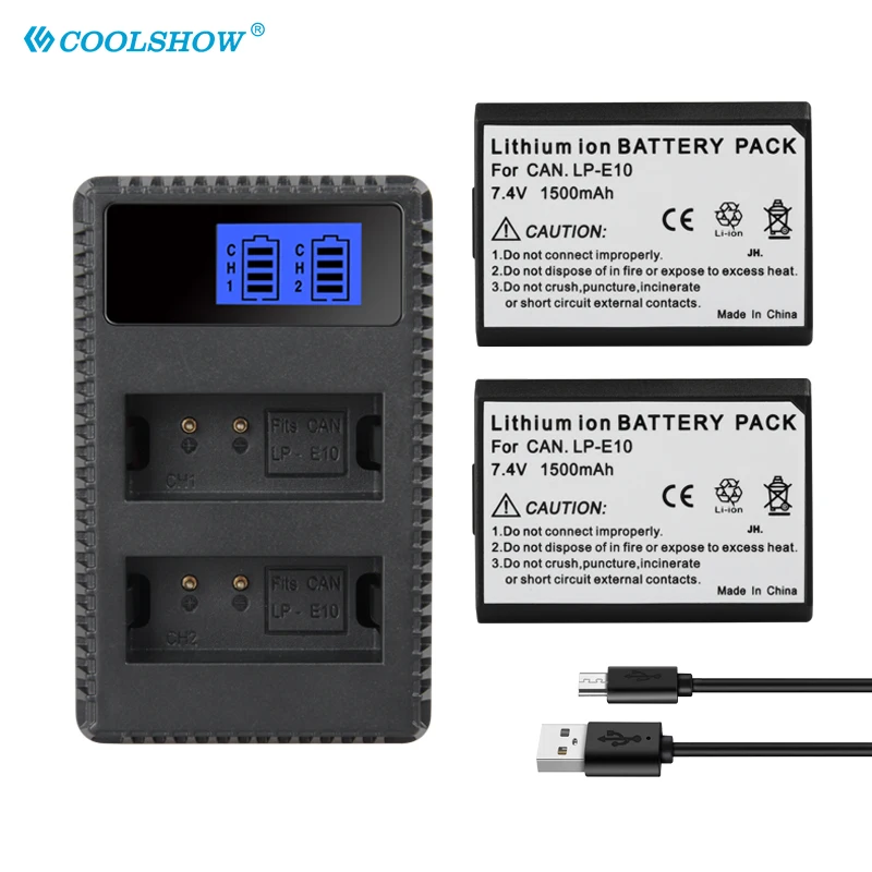 LP-E10 LP E10 Battery for Canon EOS Rebel T3 T5 T6 T7 Kiss X50 X70 EOS 1100D 1200D 1300D 1500mAh Camera Battery Charger