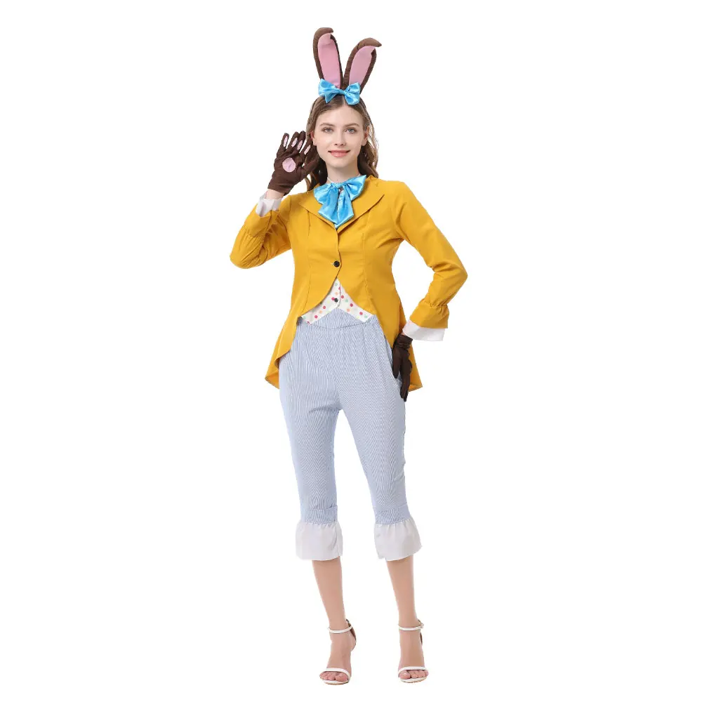 Disfraz de coneja para mujer adulta, inspirado en Alicia en el País de las Maravillas, para actuaciones escénicas, Halloween y conjuntos a juego.