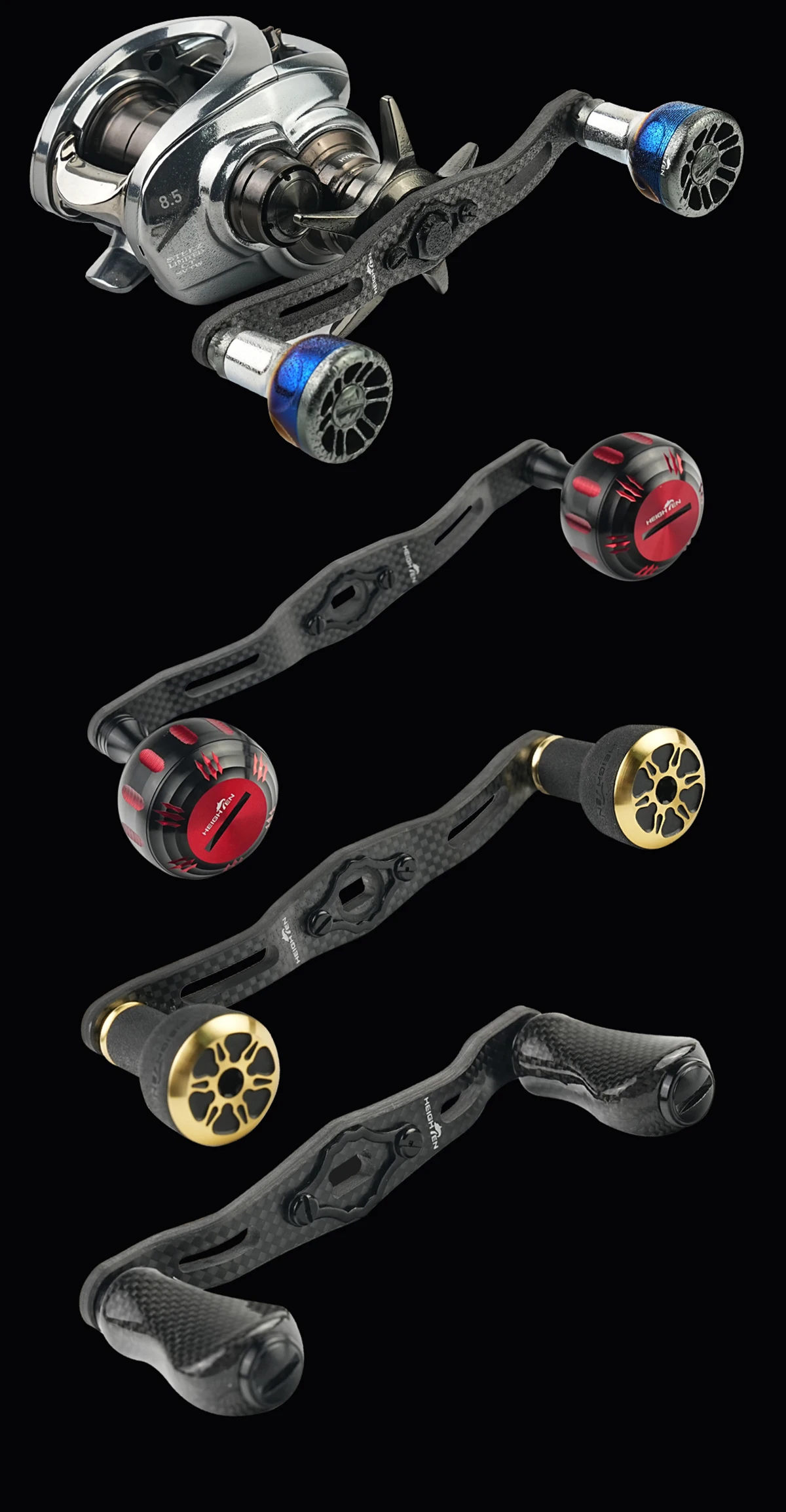 HEIGHTEN Baitcastingrolle Carbon Griff 110mm/120mm/130mm Ohne Knopf Für Shimano Daiwa Abu Köder Reel – Detail 11