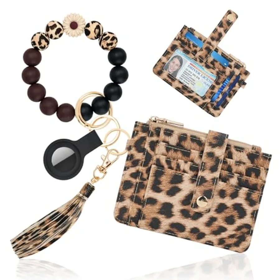 

Кошелек-брелок на запястье для женщин с держателем для карт Airtag, RFID-защитой и милыми бусинами в стиле бохо, брелоки для ключей для женщин