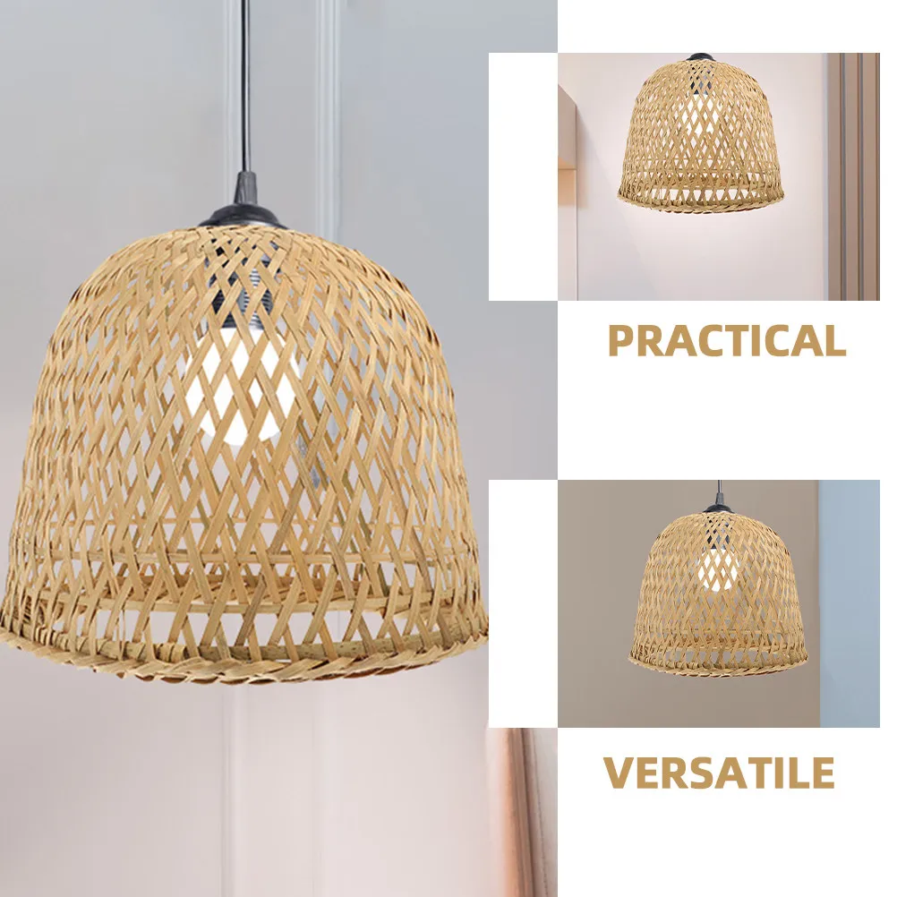 2Pcs Bamboo Lamp Shade Handwoven Light Shade for Pendant Lamp Ceiling Light Rustic Decor Boho Lampshade Replacement