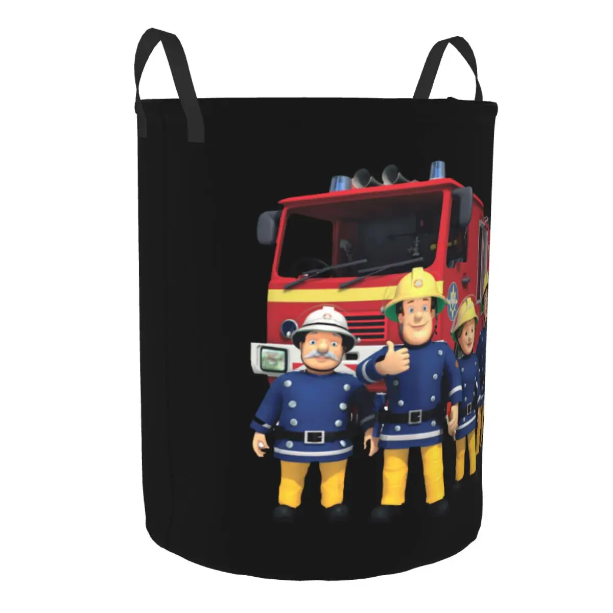 Custom Fireman Sam Laundry Basket Collapsible Cartoon Firefighter Clothing Hamper Toys Organizer Storage Bins